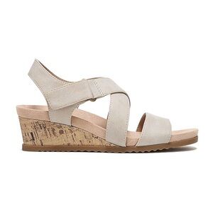 Life Stride Cream Wedges with Adjustable Straps